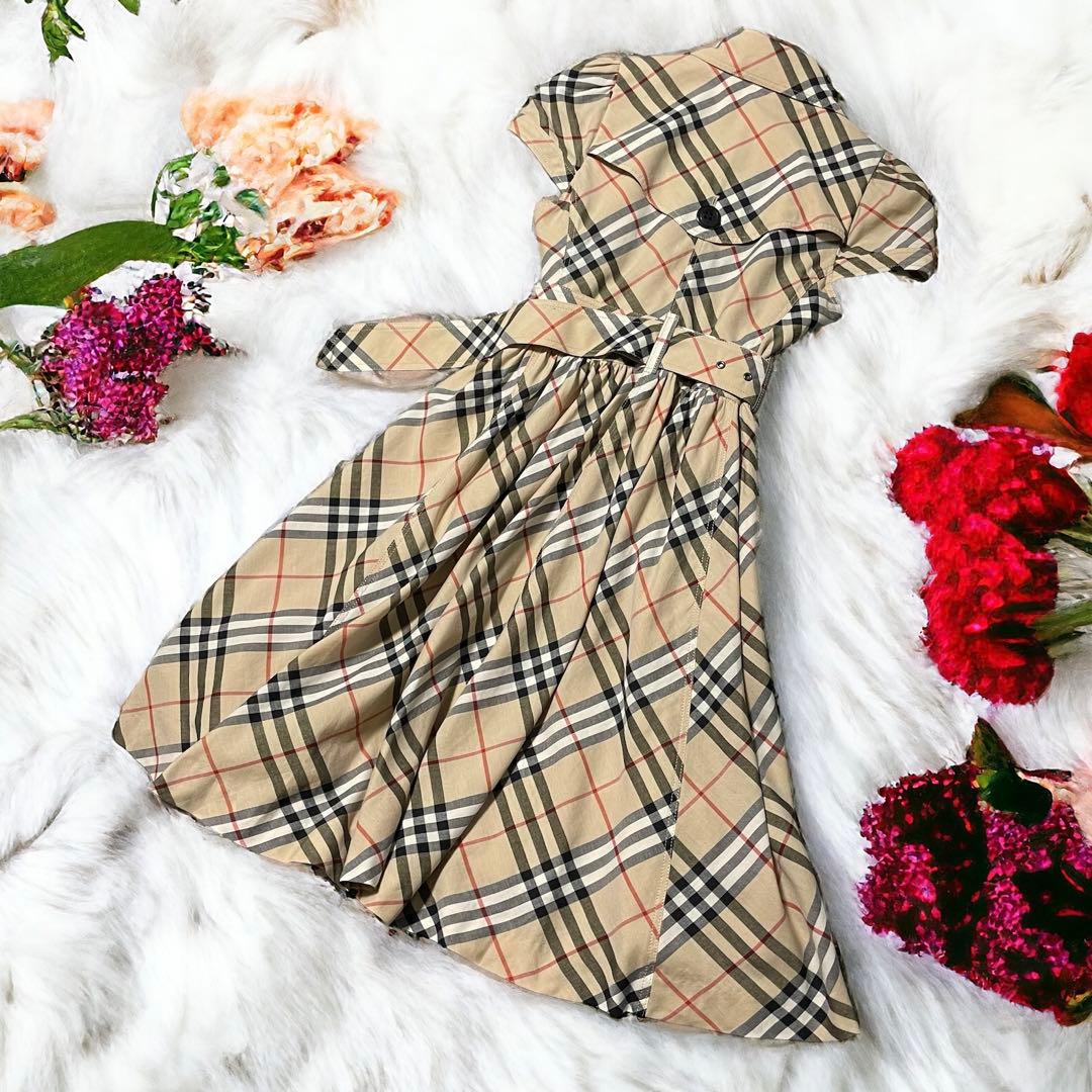 美品☆バーバリー ブルーレーベル ワンピース ダブル ベルト ノバ