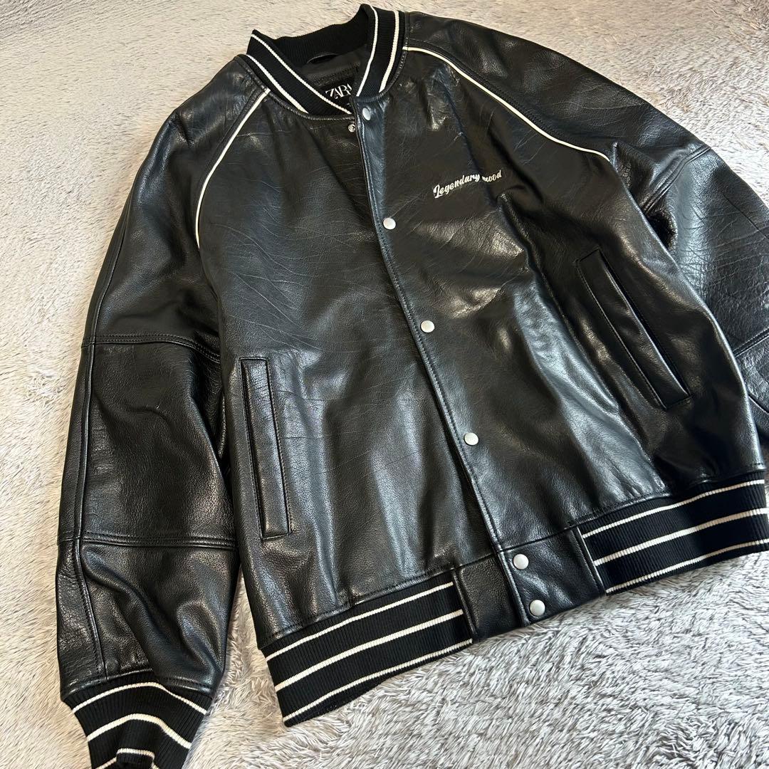 が*ん様 ZARA ザラ レザーボンバージャケット レザースタジャン 水牛革