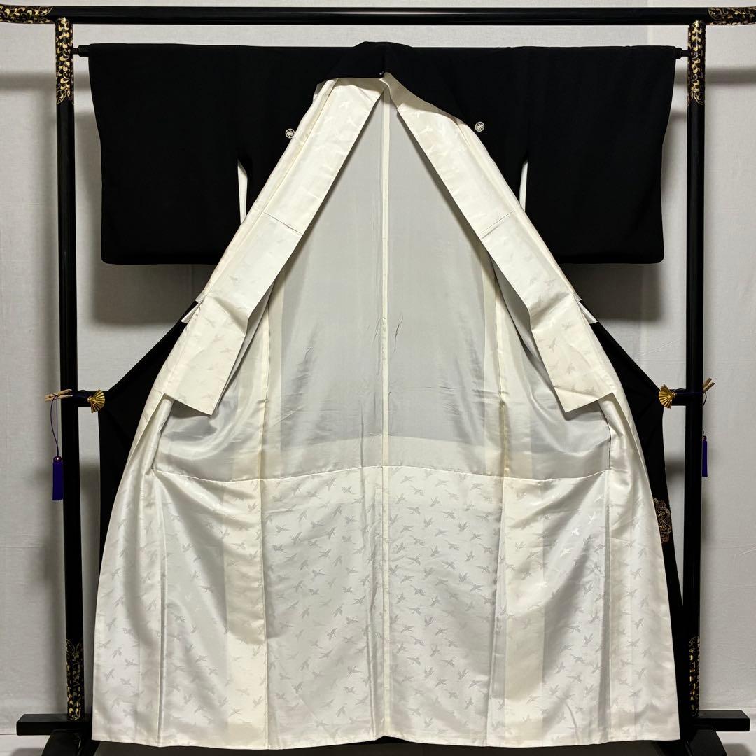 D69 黒留袖 総刺繍 汕頭・相良・金駒刺繍 華文 鳳凰 正絹 着物 袷 極美