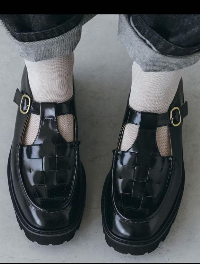 北欧、暮らしの道具店　こだわりソールのTストラップ / 牛革　23.5cm