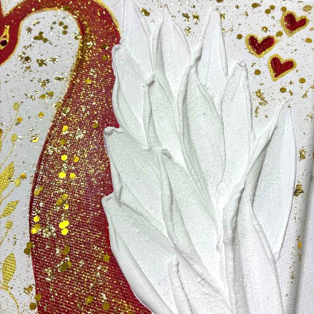 開運絵画 龍神様 赤龍 ミカエルの羽根 天界の風景 成功 運気上昇 金箔