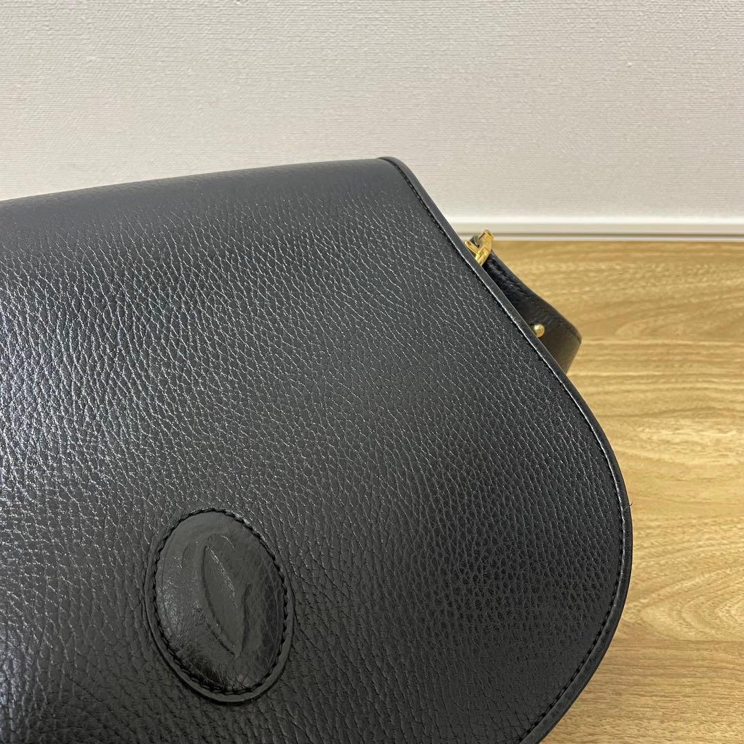 《極美品》Cartier（カルティエ）レザー セミショルダーバッグ ブラック 黒