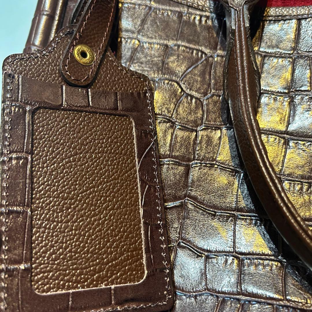 美品】サマンサキングズ ビジネスバッグ クロコ型押し A4収納可