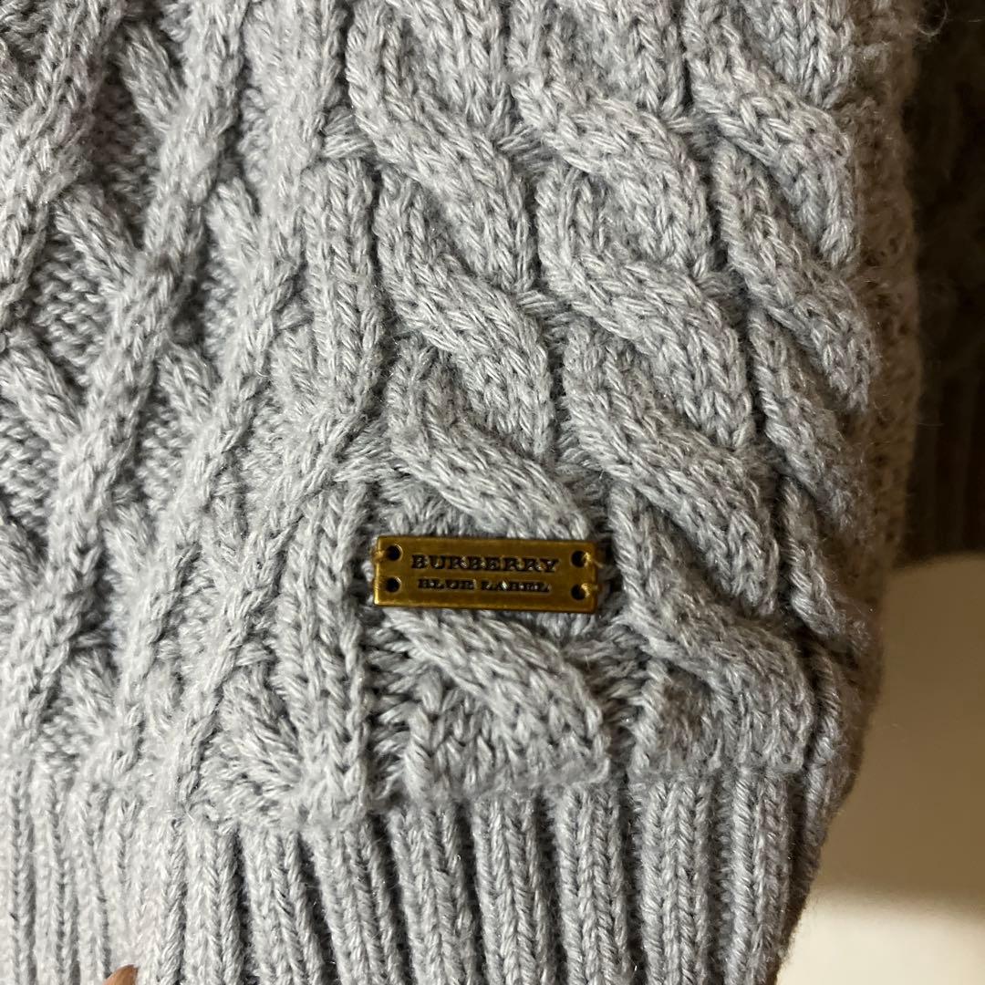 BURBERRY ブルーレーベル ケーブルニットワンピース 38 グレー - メルカリ