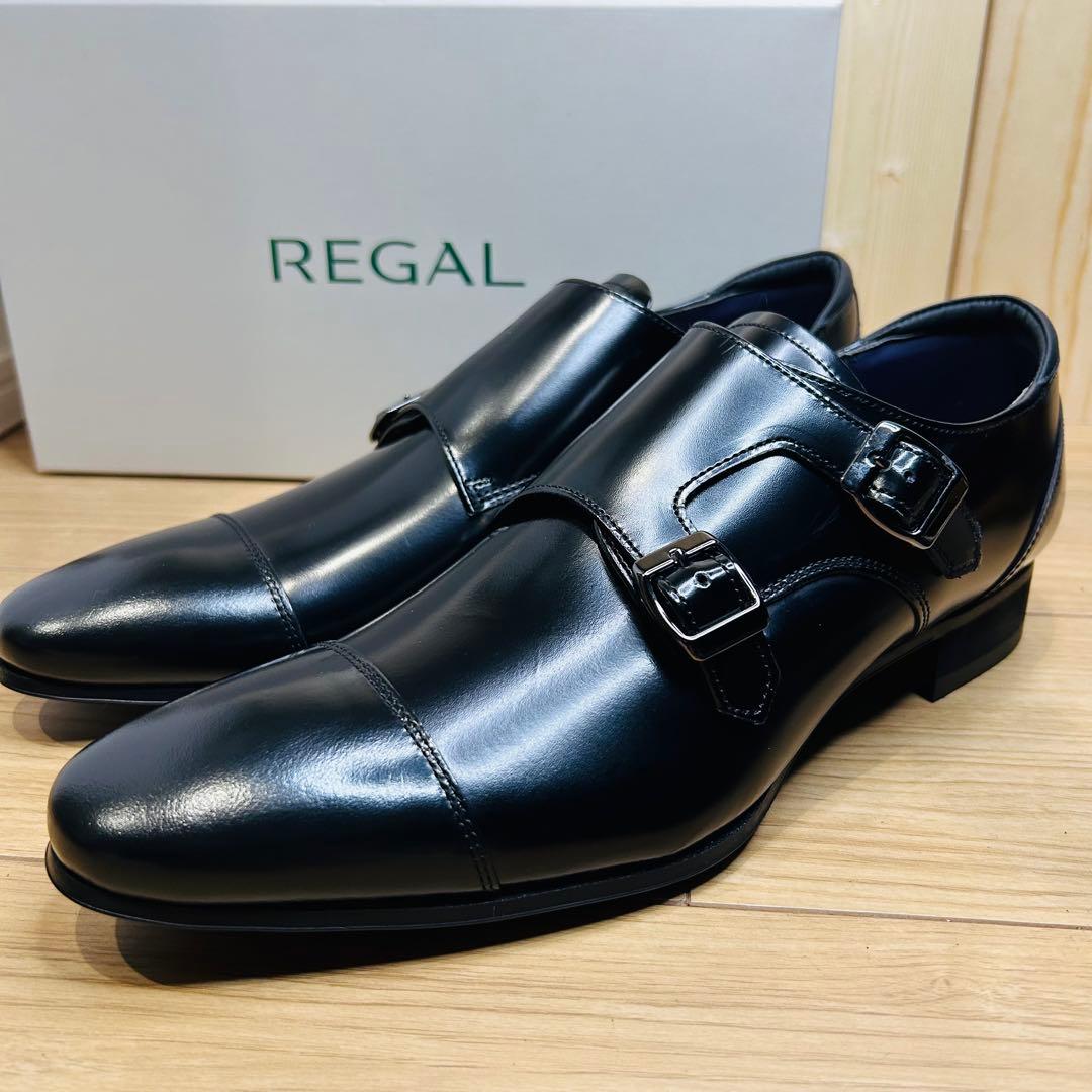 【新品】REGAL 37TR ダブルモンク スクラッチタフレザー 黒 25.5㎝ REGAL ダブルモンクストラップ（スクラッチタフレザー）（37TR） | 靴