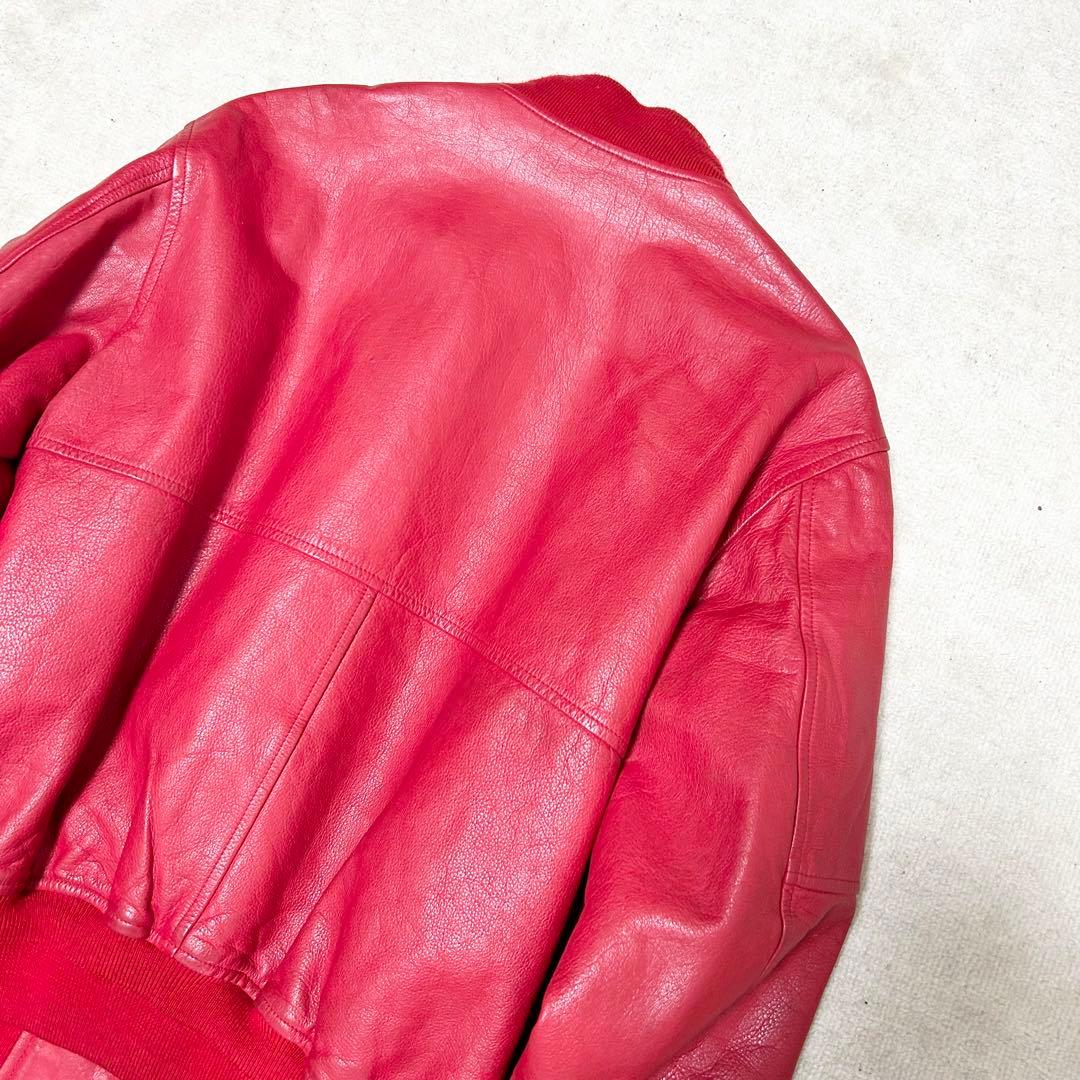 美品 アバハウス 90s ヴィンテージ レザースタジャン ブルゾン 牛革 赤