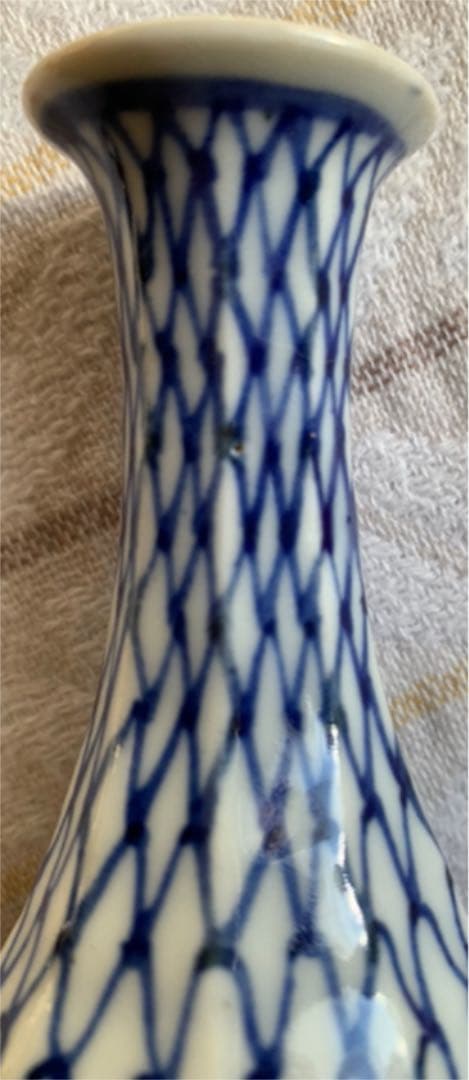 希少 初代 尾形周平 作 面取網目文徳利