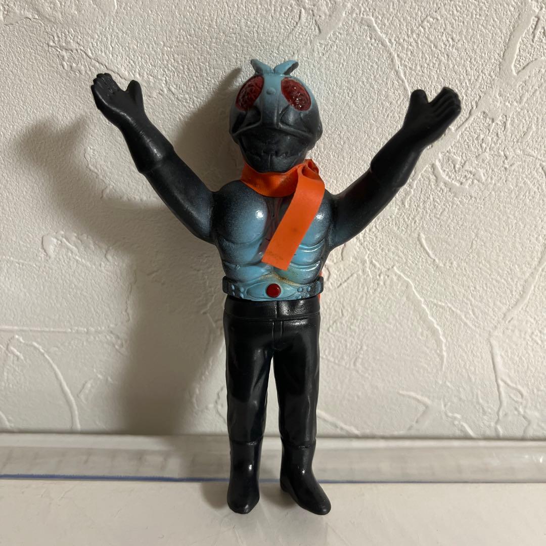 ⚠️当時物・昭和レトロ 仮面ライダー 旧1号 ミニソフビ マフラー付き