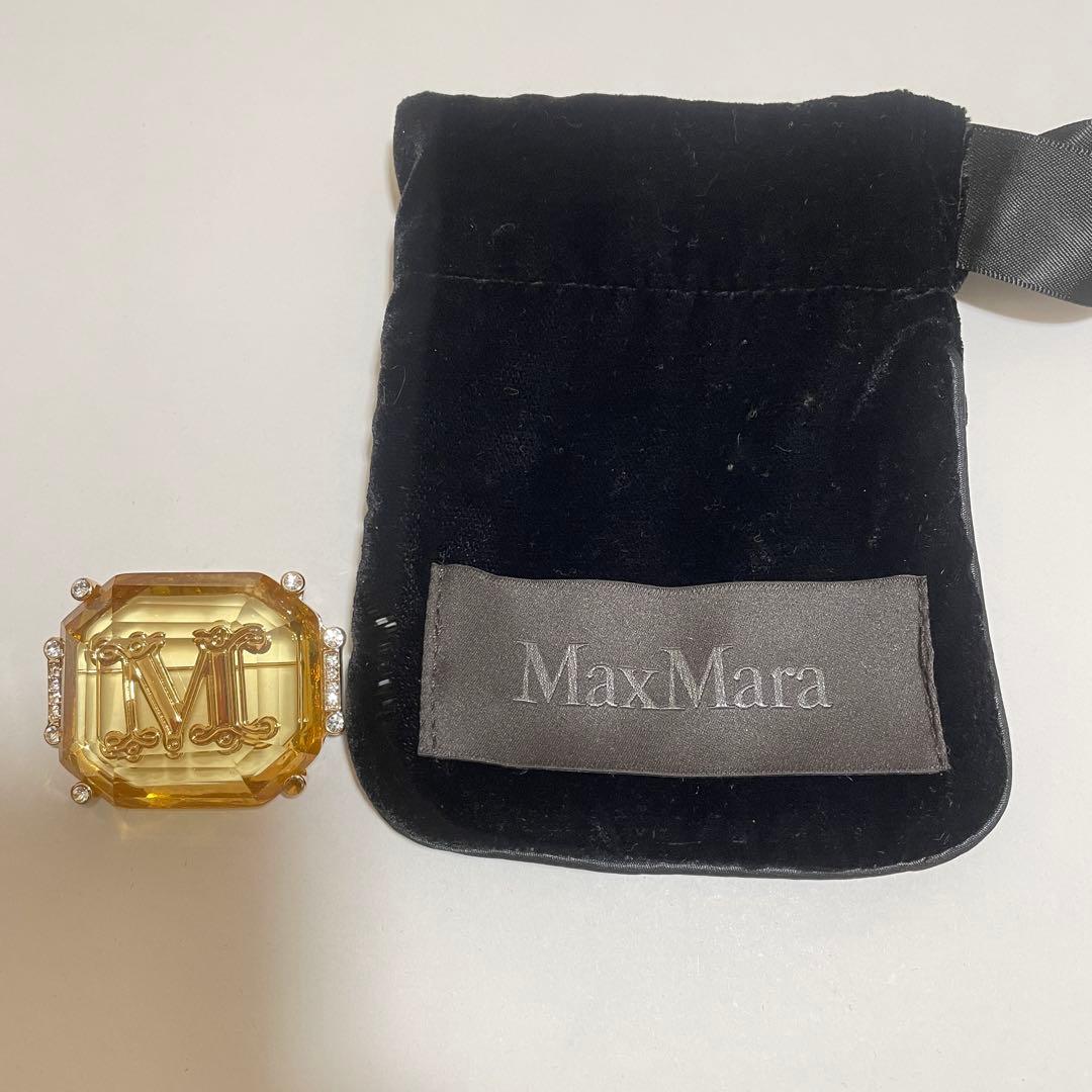マックスマーラ Max Glassy Brooch ブローチ ゴールド Mロゴ - メルカリ