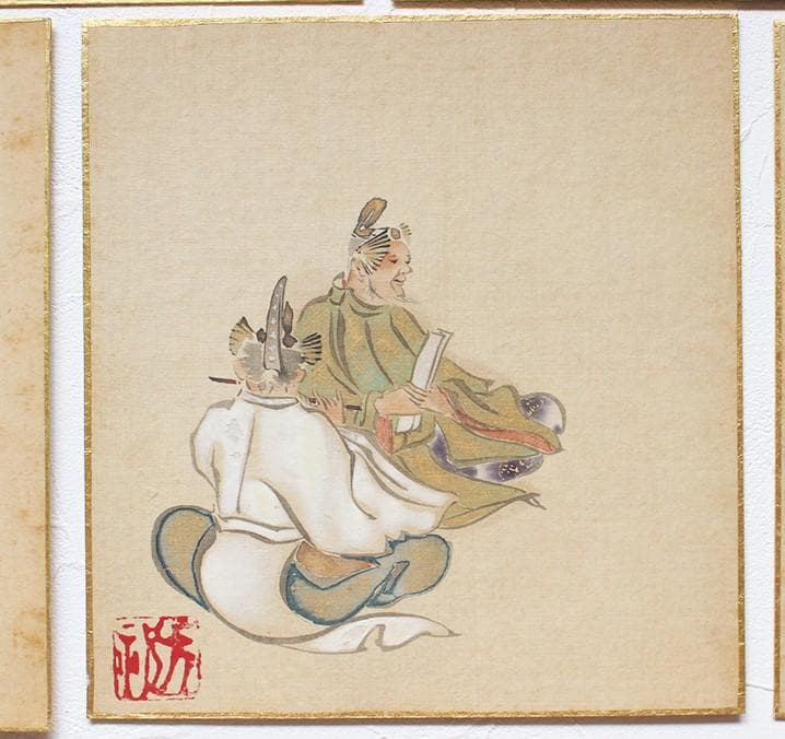 真筆】◇『 尾形光琳 絹本 人物 五枚 』◇検）尾形乾山 俵屋宗達 本