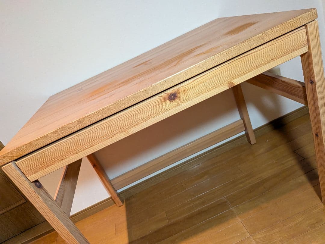 《送料込》無印 木製デスク パイン材 作業台 学習机 テーブル デスク 勉強机