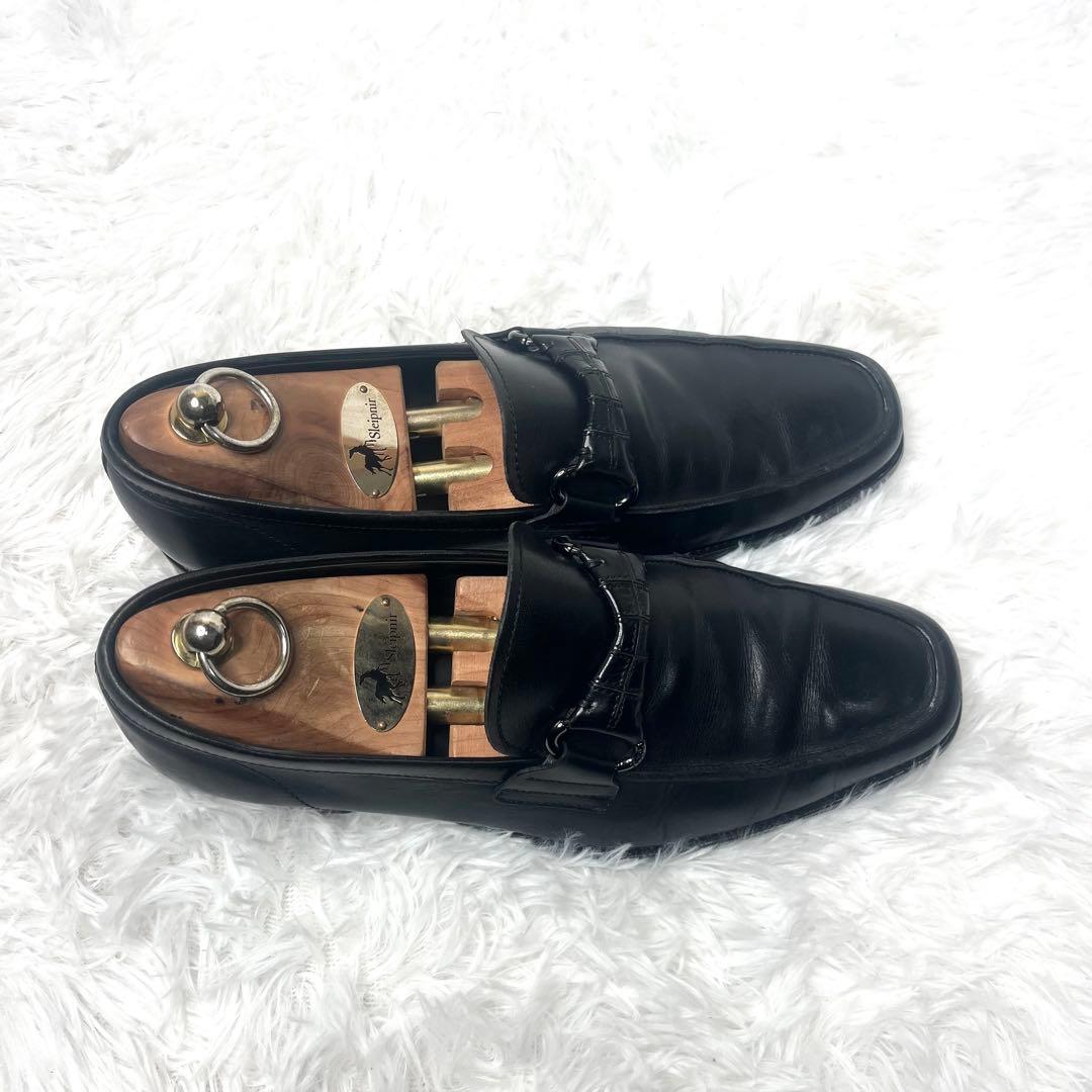 【美品】 Tod's トッズ ビットローファー クロコ ブラック 25.5cm