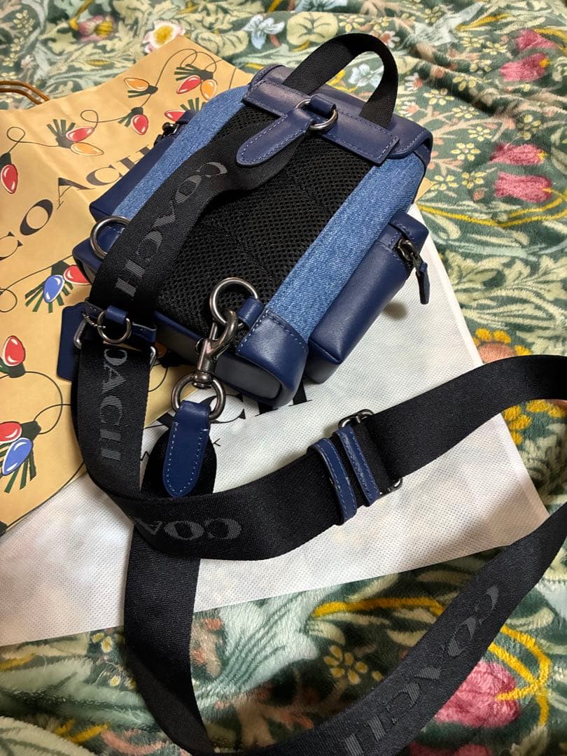 coachショルダーバックデニムスプリントスリングディートブルー - メルカリ
