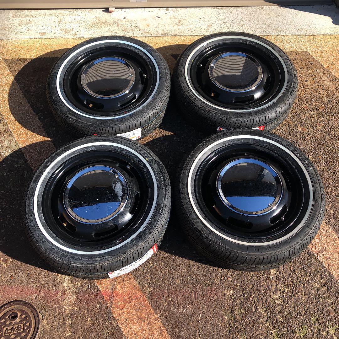 総額14万超】☆14インチアルミホイール&ホワイトリボンタイヤ☆ムーン