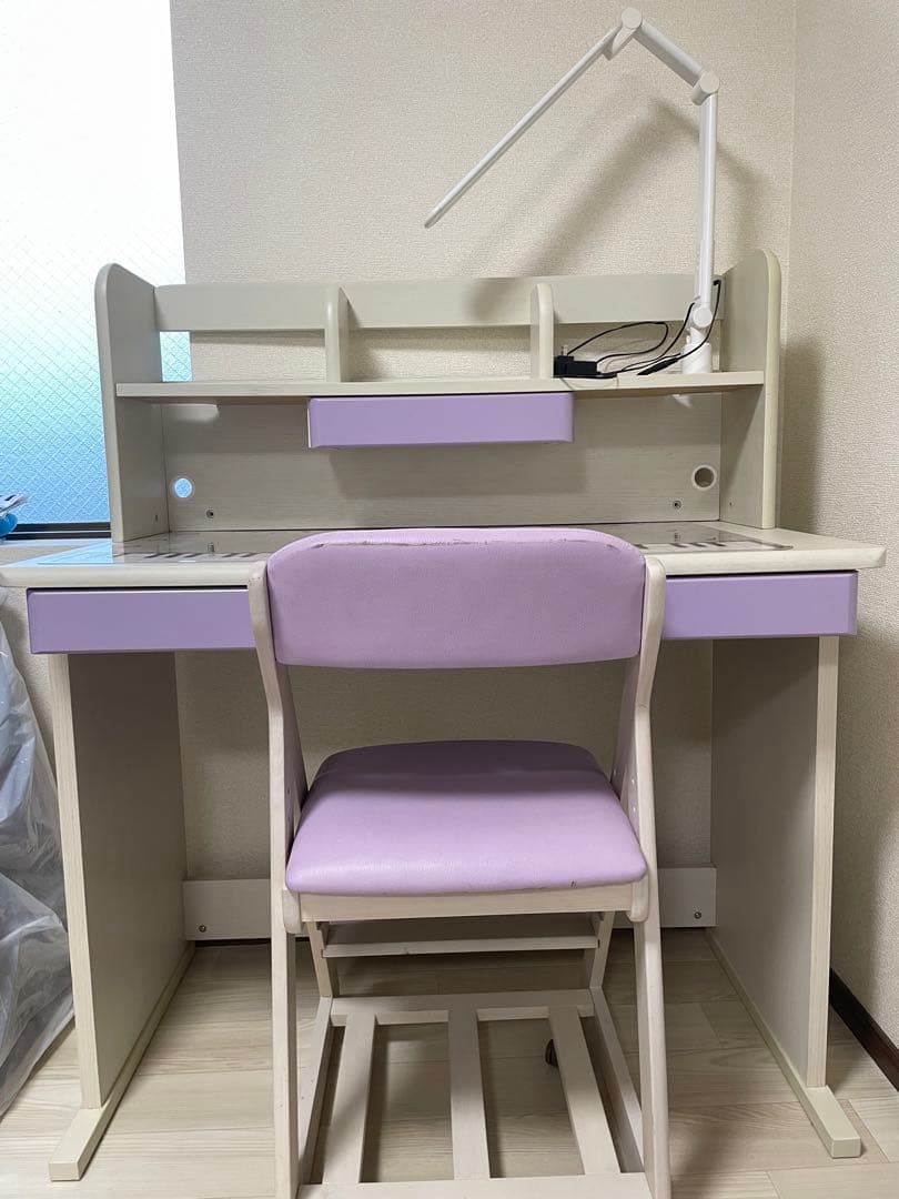 ニトリ 学習机 イス セット パープル - メルカリ