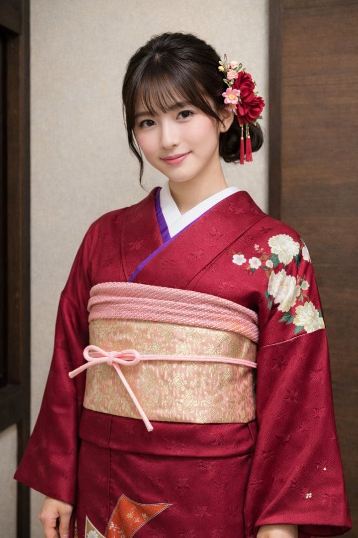 振袖フルセット6点サイズS〜M 束ね熨斗御所車花文 金彩 正絹 - メルカリ