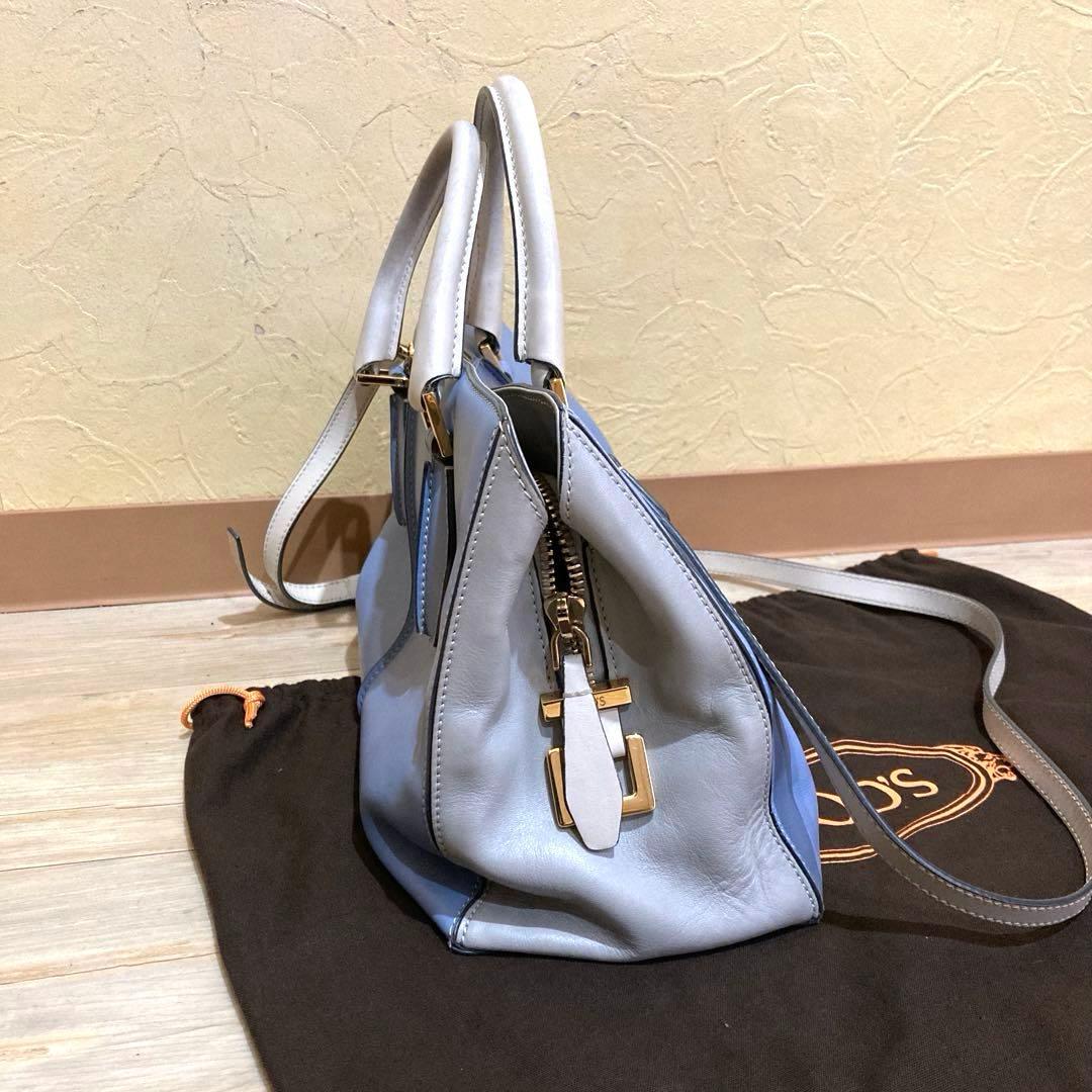 TOD'S トッズ Dキューブ 2way バイカラー レザーショルダーバッグ