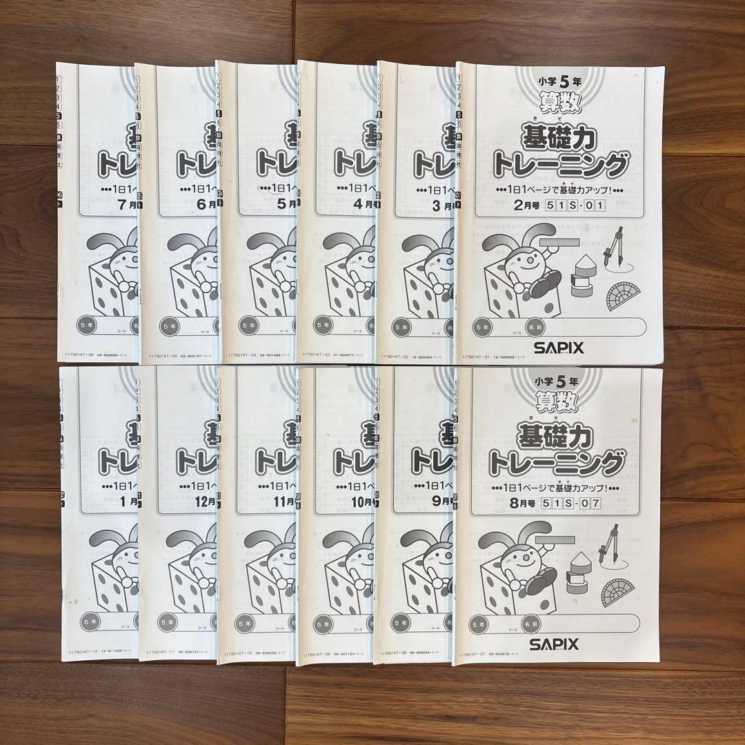 SAPIXサピックス 5年算数 基礎力トレーニング全12冊 2月〜1月分 - メルカリ