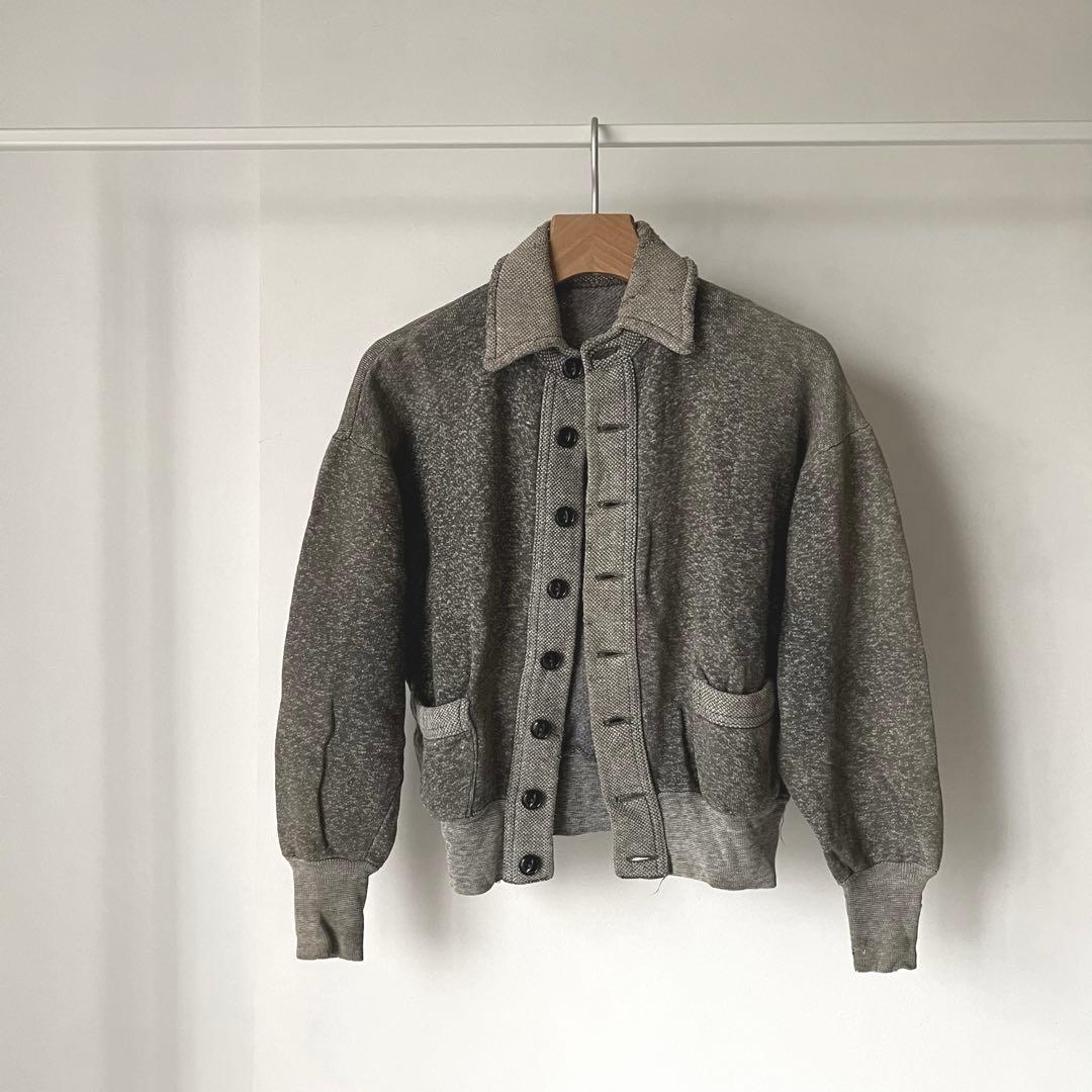 Vintage】40-50s ごま塩カーディガン スウェット 襟付き - メルカリ