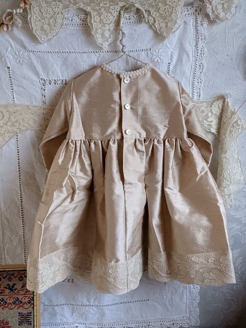 k】アンティークビスクドール用のワンピース 52cmぐらい用