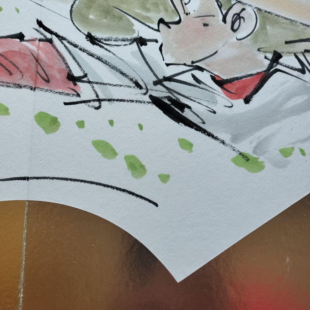 貴重品・珍しいお品」矢口高雄直筆水彩画 サイン落款あり 釣りキチ三平