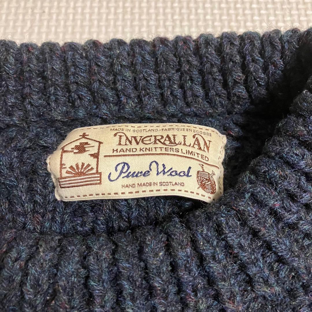 インバーアラン 茶タグ 1A ネイビー系 英国製 セーター - メルカリ