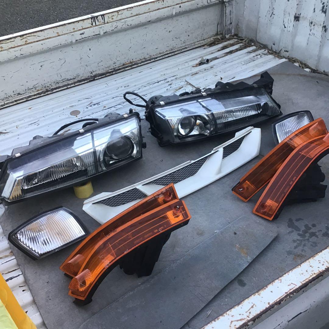 シルビア S14 後期 ヘッドライト グリル ウインカーセット 14 S14 シルビア 後期 人気のフロントセット ウインカー ランプ