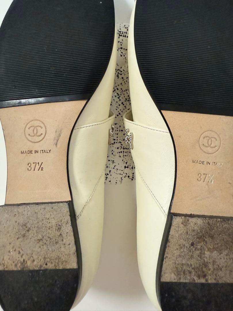 シャネル メリージェーン バレリーナ フラットシューズ ホワイト