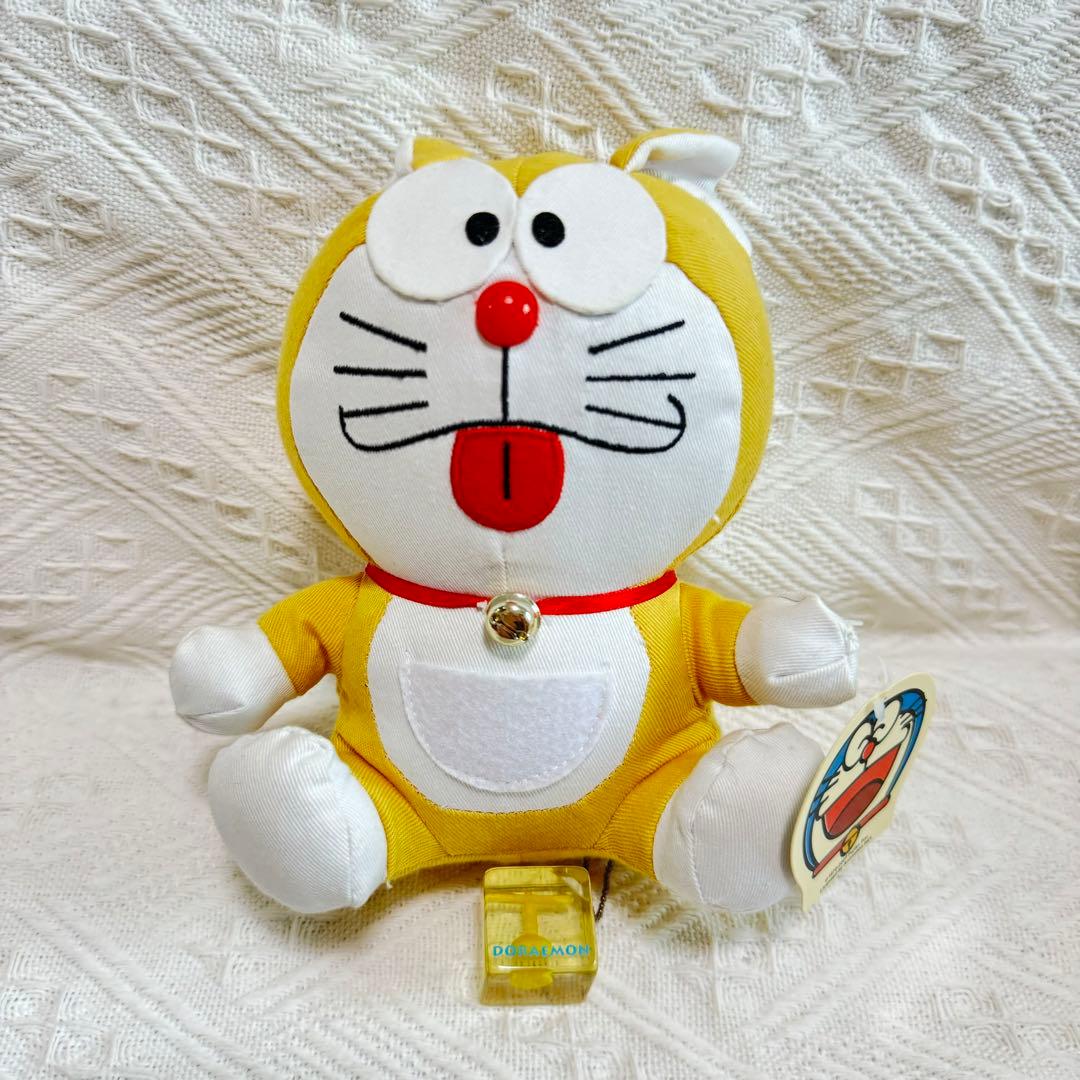 元祖 ドラえもん 猫耳 黄色 ぬいぐるみ レトロ - メルカリ