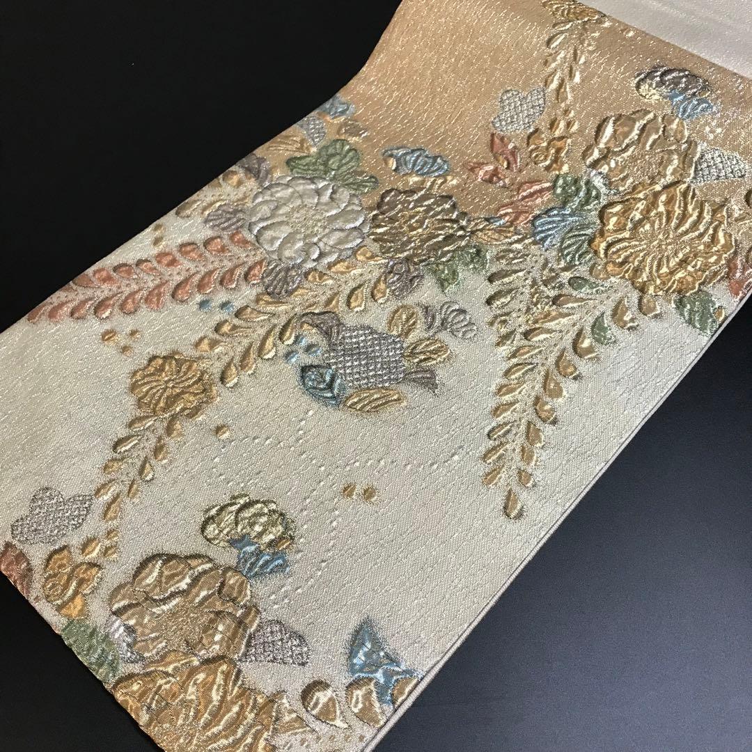 6801］袋帯 美品 辻ヶ花 ふくれ織 金銀糸 六通 正絹 着物 フォーマル