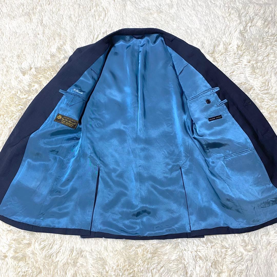 XL】麻布テーラー ロロピアーナ☆ビジネスジャケット☆濃紺 スーパー