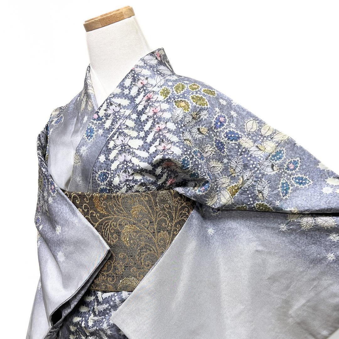 作家もの 訪問着 染め大島紬 絞り 辻ヶ花 藤 紋無し 着物 123b d ms