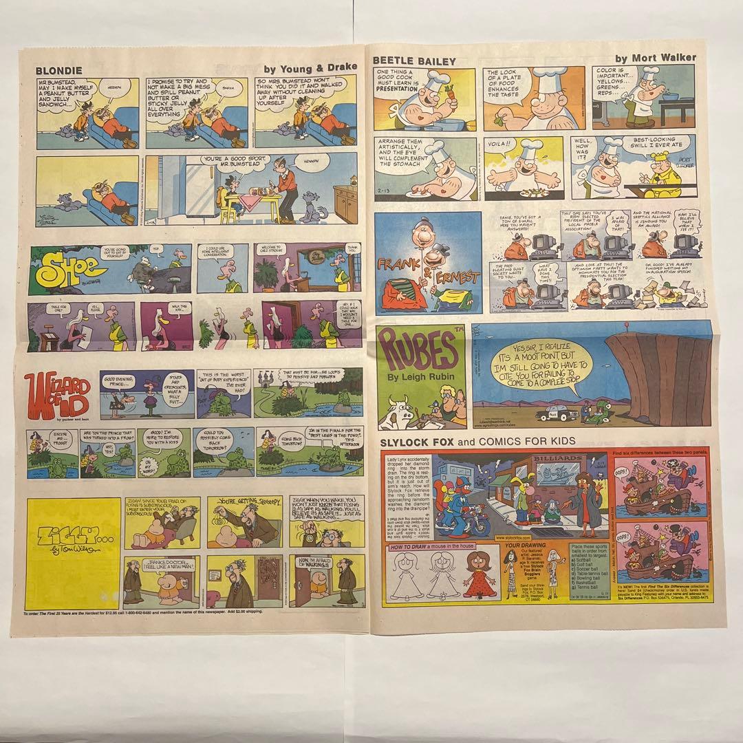 値下げ不可】スヌーピー最終回新聞 （ガーフィールド） 2000年2月13日