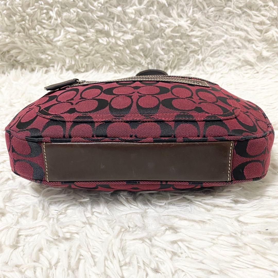 コーチ ホーボー ワンショルダーバッグ シグネチャー キャンバス 赤