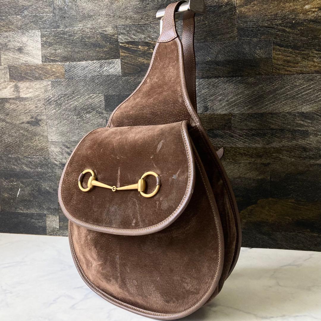 [希少] GUCCI オールドグッチ ボディバッグ ホースビット ブラウン GUCCI（グッチ） OLD GUCCI オールドグッチ ホースビット金具 バケツ