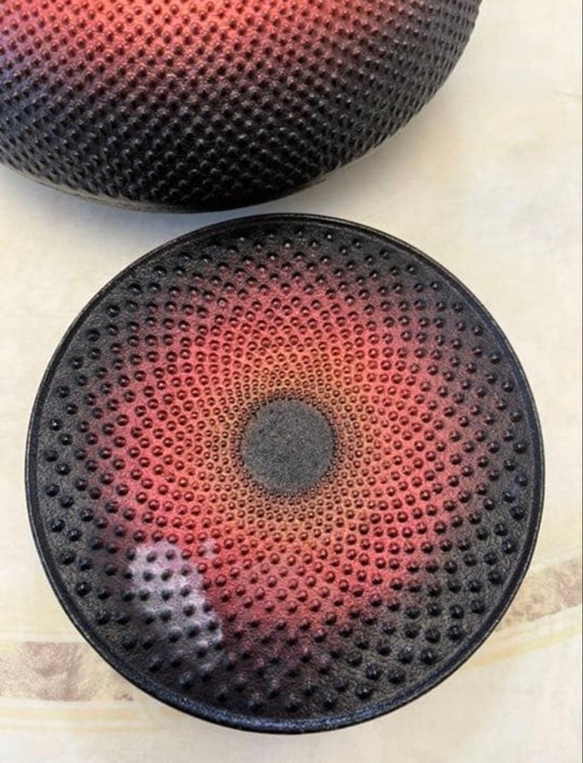 及富❁南部鉄器　鉄瓶　ブラックホール 大　1.2L　鍋敷きセット