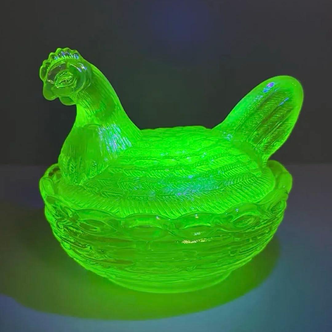 ウランガラス　鳥　小物入れ　キャニスター　置物 ウランガラス ふくろう 小物入れ 置物 ウランガラス ふくろう 小物入れ