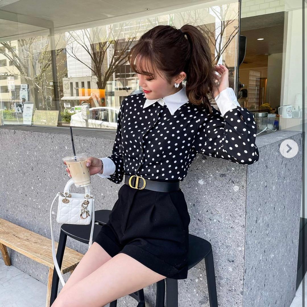 【ameri】シェリエshellerドットシャツオールインワン ameri様専用】シェリエshellerドットシャツオールインワン - メルカリ