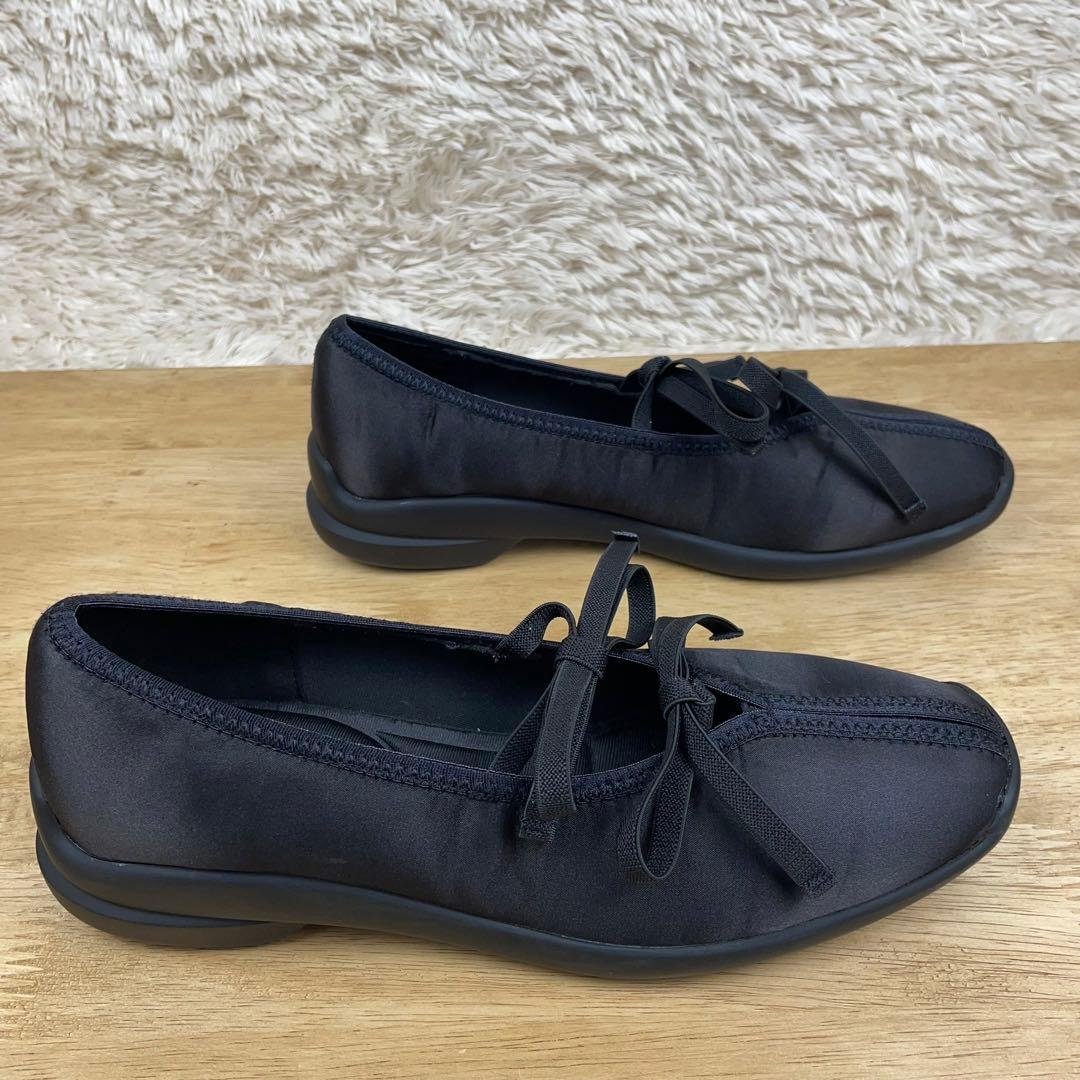 美品✨　ルタロン　ダブルリボンバレリーナ　ブラック　24.5cm