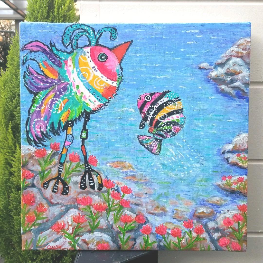 油絵　H確認　海岸の岩場での運命のであい 山岸正巳 『神威岬の荒磯』 油彩画 - 北海道画廊