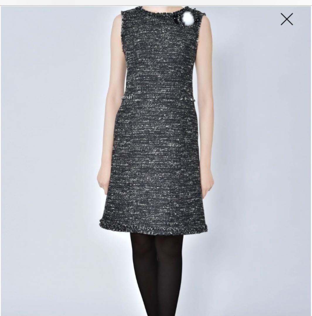 Reneルネ】超美品♡フランス製ツイードワンピ♪コサージュ付36サイズ