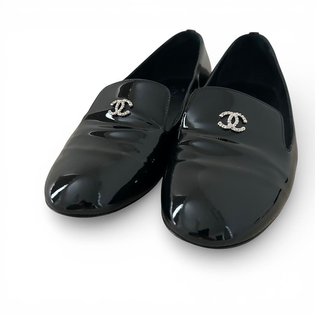 美品 シャネル　オペラシューズ　ローファ フラットシューズ 24.5cm