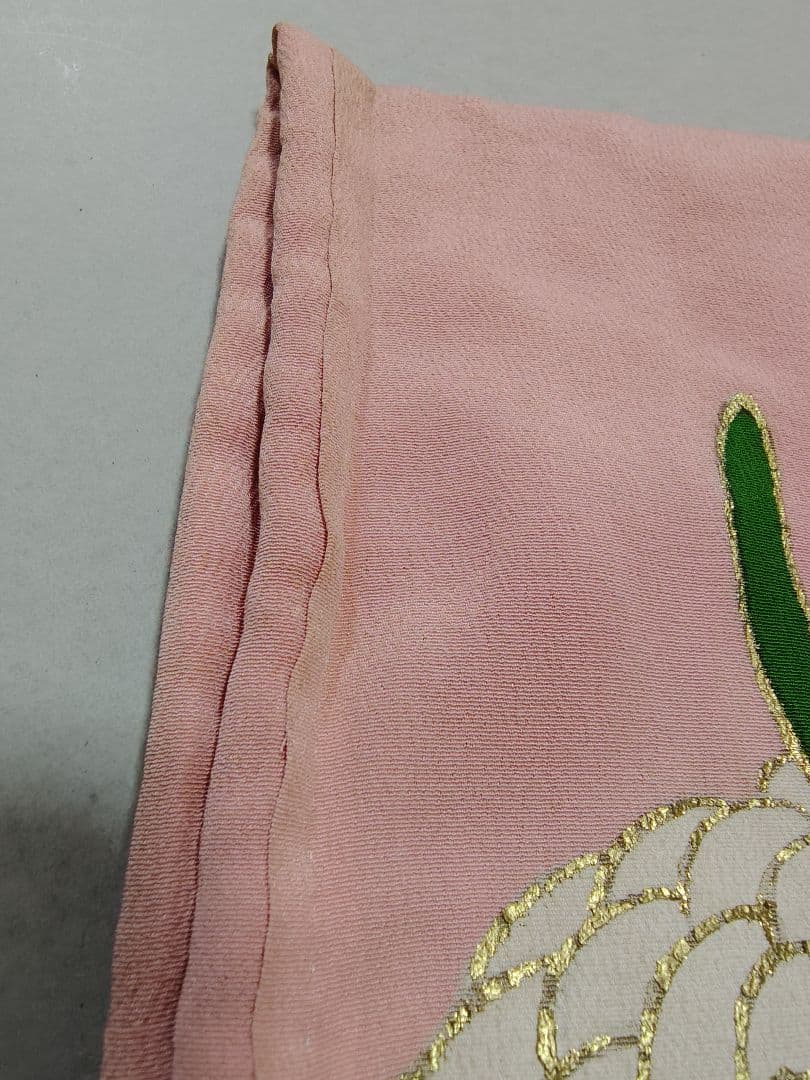 アンティーク振袖 ピンク 状態悪い 金駒刺繍 鳳凰 伝統柄振袖 牡丹刺繍