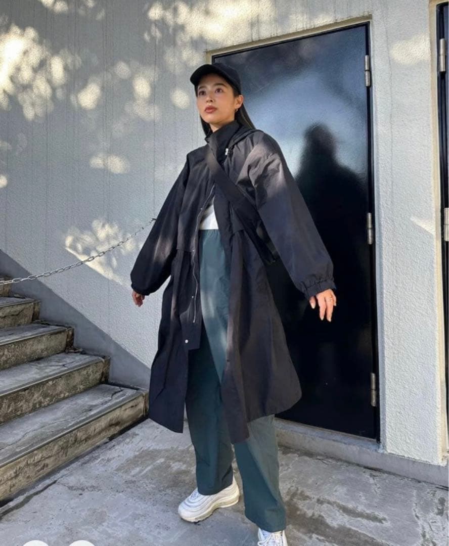 trunc88＊ロングナイロンコート＊ブラック＊レインコート＊撥水コート