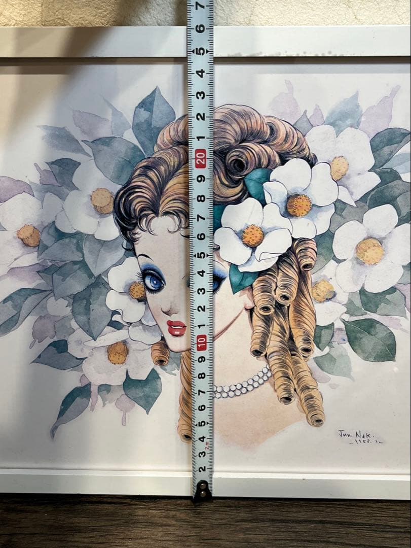 送料込み】中村淳一 1958年 昭和レトロ 漫画 額縁付き イラスト画 🎎