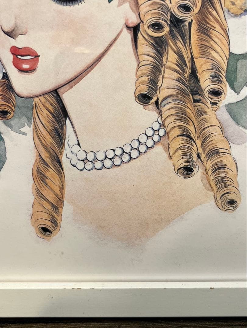 送料込み】中村淳一 1958年 昭和レトロ 漫画 額縁付き イラスト画 🎎