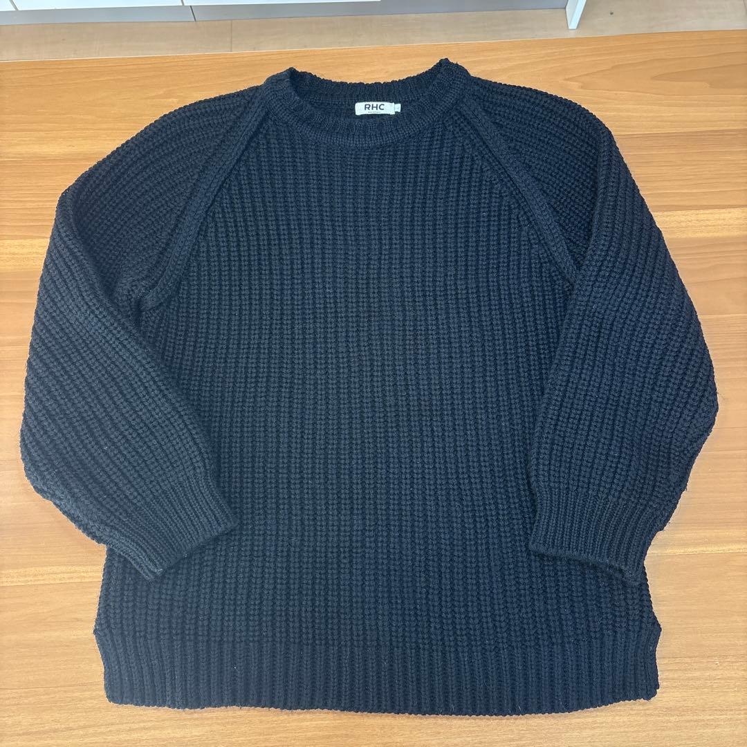 ロンハーマンRHC ブラックニットセーター ブラッシュドコットン ニットプルオーバー｜RHC(アールエイチシー