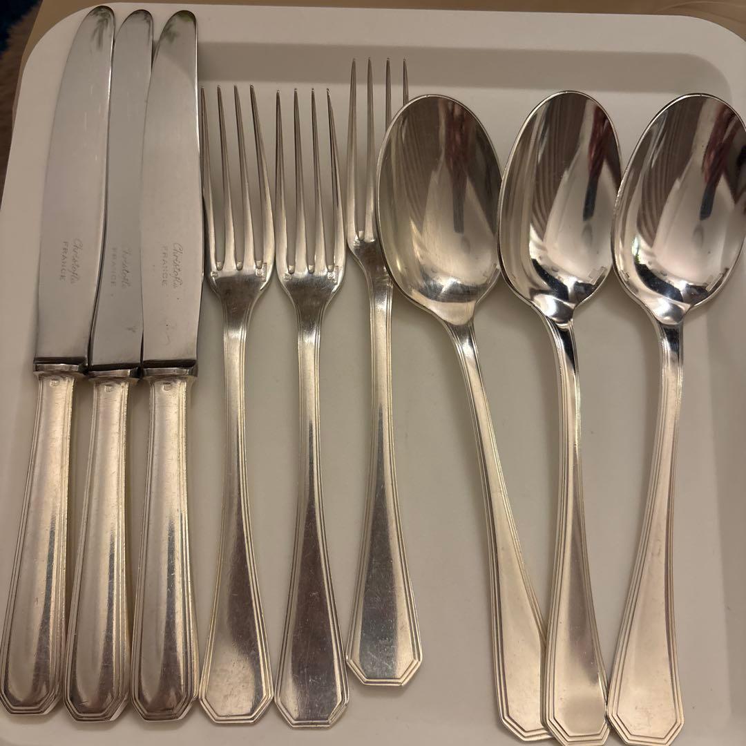 デラシネ　クリストフル テーブルナイフ スプーンフォーク　9本セット CHRISTOFLE クリストフル ラーム・ド・クリストフル テーブルスプーン