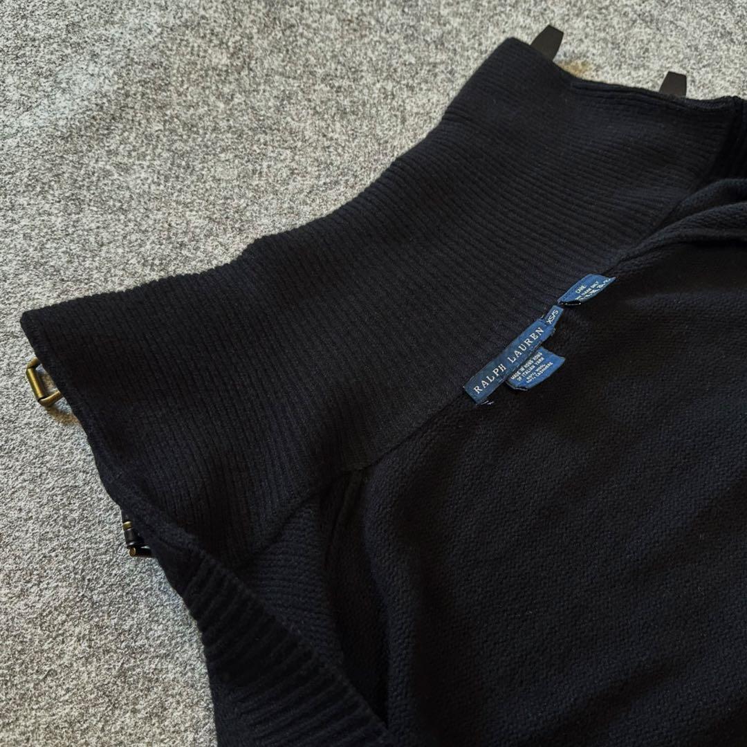 ラルフローレン：希少【カシミヤ混ニット／本革ベルクロ付き】スタンド