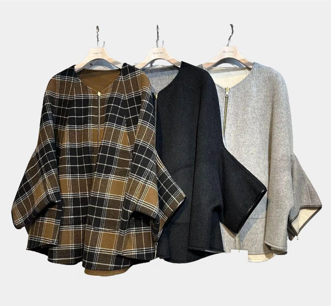 RISLEY ウールポンチョ・ケープコート 未使用 - メルカリ